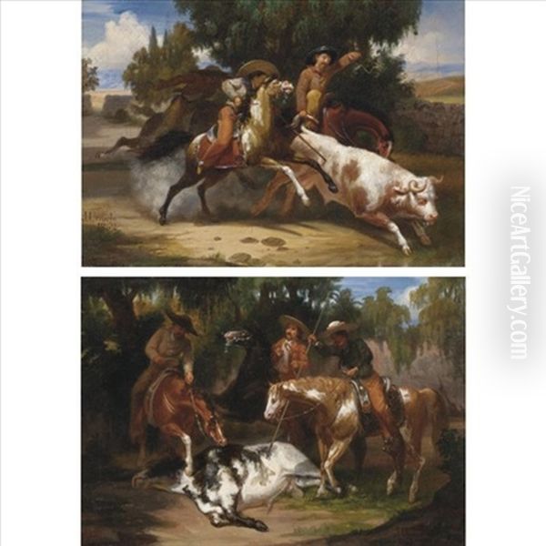 Lanceando Un Toro (+ La Muerte Del Toro, 1863; Pair) - view 1
