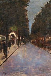 In Den Zelten Bei Nacht, Berlin by Lesser Ury