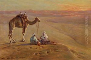 Zwei Beduinen Mit Kamel Bei Der Rast by Max Usadel