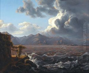 Italienische Kustenlandschaft Bei Aufkommendem Sturm Italienische Kustenlandschaft Bei Aufkommendem Sturm