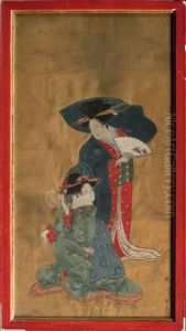 Deux Bijins Dans Un Interieur (kakemono-e) Deux Bijins Dans Un Interieur (kakemono-e)