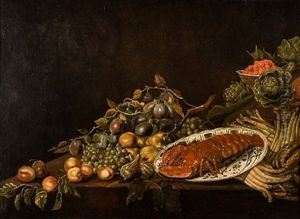 Bodegon Con Frutas, Hortalizas Y Langosta by Adriaen van Utrecht