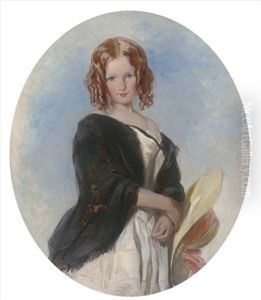 Portrait Of A Young Girl, Three-quarter-length, In A White Dress Holding A Summer Hat Portrait Of A Young Girl, Three-quarter-length, In A White Dress Holding A Summer Hat