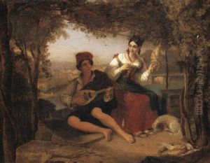 Seated Boy Playing Lute And Girl Spinning, Naples Beyond
