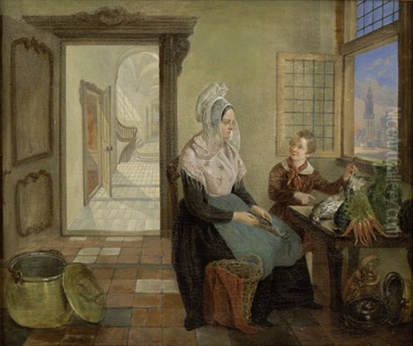Interieur Mit Einer Dame Und Wildbrethandler - view 1
