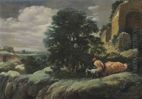 An Arcadian Landscape With Mythological Figures - view 1
