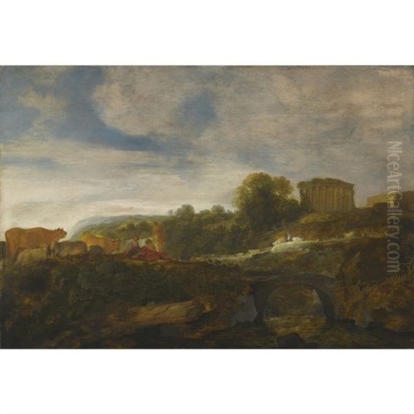 Arcadian Landscape With Resting Shepherds With Their Cattle, Antiquities Beyond - view 1