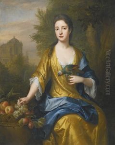 Portrait Of Miss Katherine Bristow, Holding A Parrot In Her Left Hand