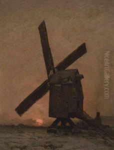 Moulin A Vent by Emile Adelard Breton