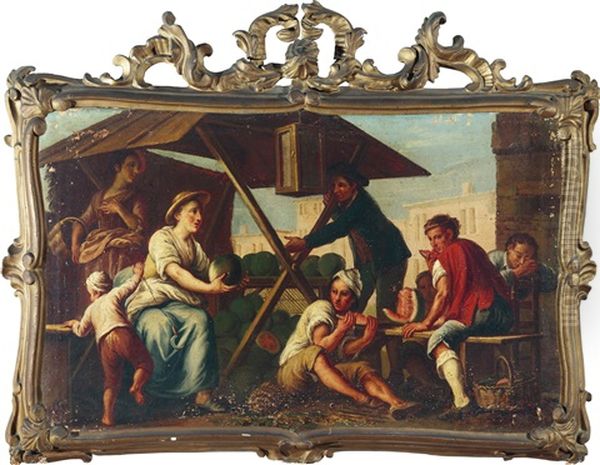 Marktszene Mit Melonenessern (+ Marktszene Mit Raufenden; 2 Works) - view 1