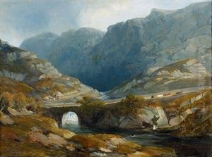 Felsige Alpenpartie Mit Staffage by Alfredo Vaccari