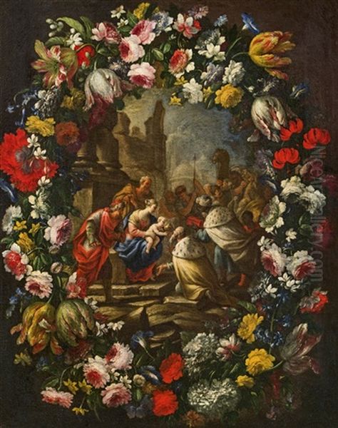 Flower-cartouche With The Adoration Of The Kings - view 1