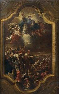 Saint Charles Borromee Dans Un Cadre En Trompe L'oeil De Forme Chantournee Dans La Partie Superieure Et La Partie Inferieure
