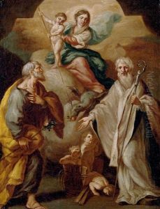 Madonna Mit Dem Die Schlange Totenden Kind Zwischen Den Hl. Joseph Und Nikolaus Von Bari
