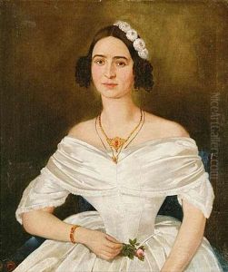 A Portrait Of A Young Lady With A Rose Bottom Left by Vaclav