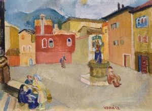 Main-square Of A Small-town by Endre Vadasz