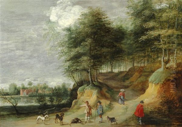 A Hilly Landscape With Shepherds On A Track - view 1
