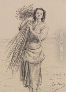 Jeune Glaneuse Portant Une Gerbe by Jules Breton