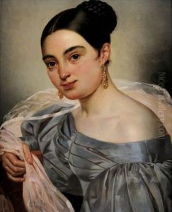 Portrait De Jeune Femme Au Voile Rose