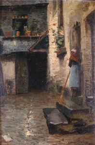 View Of French Street, With Woman In Doorway