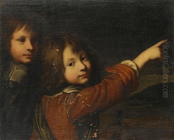 Portrait Of Two Young Boys, Before An Open Landscape - view 1