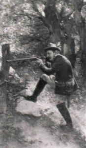 Ein Jager, Sein Gewehr Im Anschlag Haltend by Sigmund Vajda