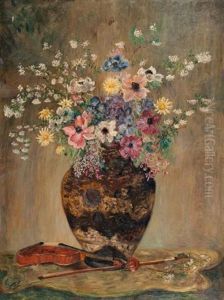 Bouquet De Fleurs Et Violon
