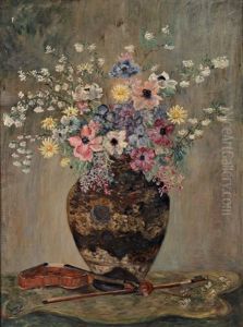 Grand Bouquet De Fleurs Au Violon