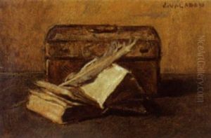 Stilleben Mit Buch, Feder Und Kofferchen Stilleben Mit Buch, Feder Und Kofferchen
