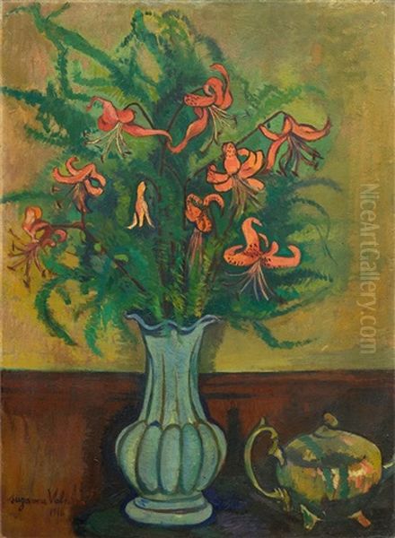 Vase De Fleurs Et Theiere - view 1