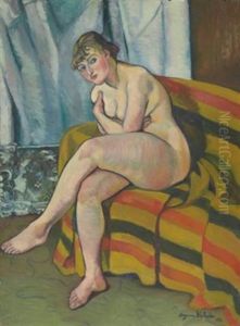 Nu Assis Sur Un Canape by Suzanne Valadon