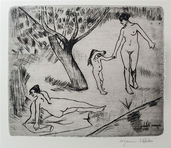 Femmes Et Enfant Au Bord De L'eau - view 1