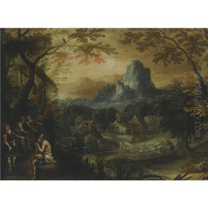 A Mountainous Landscape With Job Being Mocked By The People Of The Town