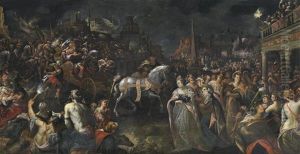 Die Ruckkehr Jephtas, Den Heimkehrenden Feldherrn Empfangt Seine Tochter Mit Paukenklang Und Reigen
