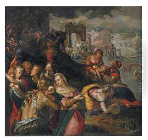 Biblische Szene (bethlehemitischer Kindermord?) by Gillis van Valckenborch