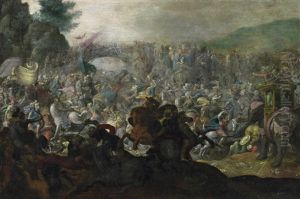 Schlachtenszene. Hannibal Mit Seinem Elefantenheer Im Kampf Gegen Die Romer by Gillis van Valckenborch