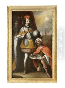 The Moorish King Of Seville, Al-jataf, Surrendering The Keys Of The City To Ferdinand Iii, King Of Castille And Leon