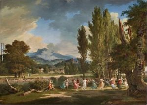 Cattle In A California Landscape by Pierre-Henri de Valenciennes