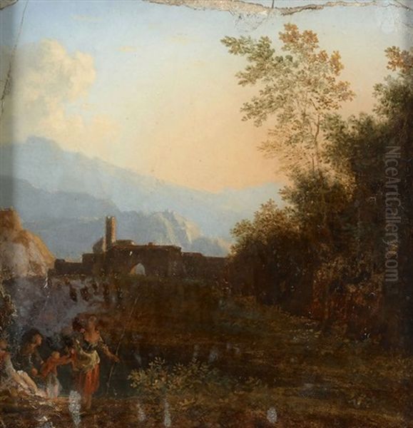 Famille De Paysans Dans Un Paysage Classique - view 1