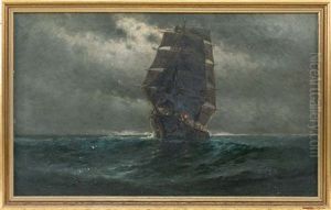 Moonlit Ship Under Full Sail by Theodore Victor Carl Valenkamph