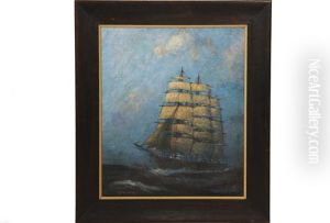 Square Rigger Under Full Sail by Theodore Victor Carl Valenkamph