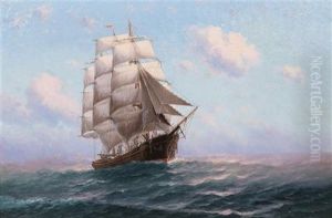 Sailing Vessel On The High Seas by Theodore Victor Carl Valenkamph