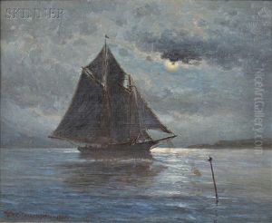 Schooner In The Moonlight Schooner In The Moonlight