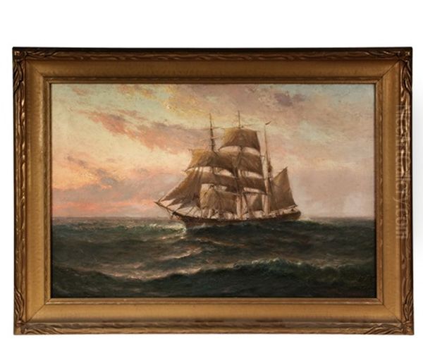 Barque Underway At Sunset - view 1