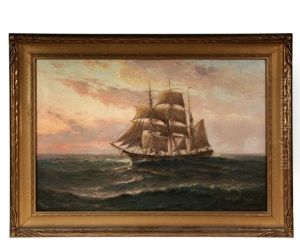 Barque Underway At Sunset