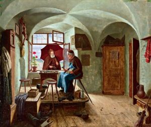 In Der Klosterlichen Schusterwerkstatt by Ludwig Valenta