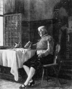 Biertrinker Am Tisch by Ludwig Valenta