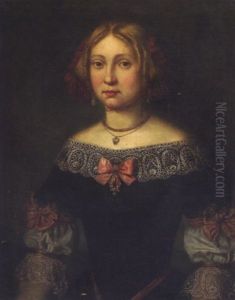 Portrait Einer Jungen Dame In Historischen Kleid Des 17. Jhdts.