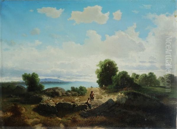 Scorcio Di Lago Con Figure - view 1
