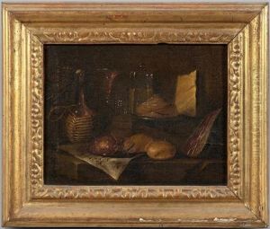 Nature Morte A La Miche De Pain, Nature Morte Aux Fruits Poses Sur Un Entablement (2 Works) by Giovanni Domenico Valentino